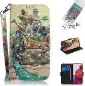 Voor Samsung Galaxy S21 Ultra 5G 3D Gekleurde Tekening Horizontale Flip Lederen Case met Houder & Kaartsleuven & Portemonnee & Lanyard (Zoo)