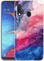 Voor Samsung Galaxy A20e marmeren schokbestendige TPU beschermhoes (abstract rood)