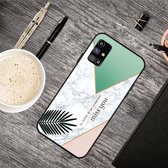 Voor Samsung Galaxy M51 Frosted Fashion Marble Shockproof TPU beschermhoes (绿 白草)