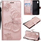 Voor Samsung Galaxy A01 Core 3D Vlinders Embossing Patroon Horizontale Flip Leren Case met Houder & Kaartsleuf & Portemonnee (Rose Goud)