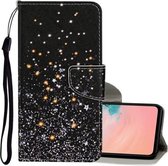 Voor Samsung Galaxy A02s (US Edition) Gekleurde tekening patroon Horizontale flip lederen tas met houder & kaartsleuven & portemonnee & lanyard (zwarte achtergrond Pentagram)