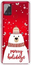 Voor Samsung Galaxy A21s Christmas Series Clear TPU beschermhoes (sjaal White Bear)