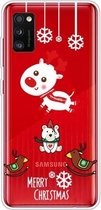 Voor Samsung Galaxy A41 Christmas Series Clear TPU beschermhoes (Trojan Bear Deer)
