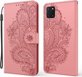 Voor Samsung Galaxy A81 / Note 10 Lite Pauw Reliëfpatroon Horizontale Flip Leren Case met Houder & Kaartsleuven & Portemonnee & Lanyard (Roze)