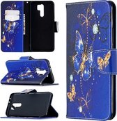 Voor Xiaomi Redmi 9 Gekleurde tekening patroon Horizontale flip lederen tas met houder & kaartsleuven & portemonnee (paarse vlinder)