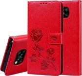 Voor Xiaomi Poco X3 NFC Rose reliëf horizontale flip PU lederen tas met houder & kaartsleuven & portemonnee (rood)