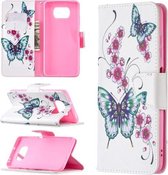 Voor Xiaomi Mi Poco X3 Gekleurde Tekening Patroon Horizontale Flip Leren Case met Houder & Kaartsleuven & Portemonnee (Perzik Bloesem en Vlinder)