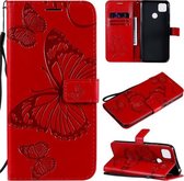 Voor Geschikt voor Xiaomi Redmi 9C 3D Vlinders Embossing Patroon Horizontale Flip lederen tas met houder & kaartsleuf & portemonnee (rood)