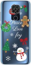 Voor Xiaomi Redmi Note 9 Christmas Series Transparante TPU beschermhoes (Simple Snowman)