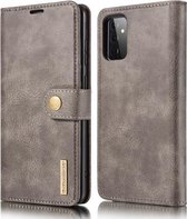 Voor Samsung Galaxy A72 5G DG.MING Crazy Horse Texture Flip afneembare magnetische lederen tas met houder & kaartsleuven & portemonnee (grijs)