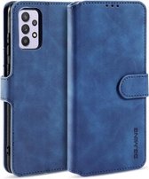 Voor Samsung Galaxy A32 5G DG.MING Retro Oil Side Horizontale Flip Leren Case met Houder & Kaartsleuven & Portemonnee (Blauw)