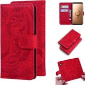 Voor Samsung Galaxy S9 Plus Tijger Embossing Patroon Horizontale Flip Leren Case met Houder & Kaartsleuven & Portemonnee (Rood)