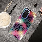 Voor OnePlus 9 Pro schokbestendig geverfd transparant TPU beschermhoes (fluorescerende takken)