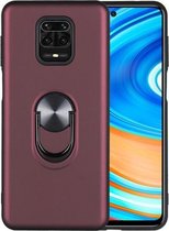 Voor Xiaomi Redmi Note 9S 360 roterende multifunctionele stent PC + TPU-hoes met magnetische onzichtbare houder (Jujube Red)