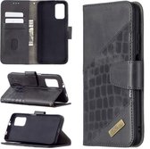Voor Xiaomi Poco M3 Bijpassende kleur Krokodiltextuur Horizontale flip PU lederen tas met portemonnee & houder & kaartsleuven (zwart)