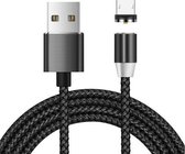 USB naar micro-USB magnetische metalen connector Nylon tweekleurige gevlochten magnetische datakabel, kabellengte: 2 m (zwart)