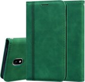 Voor Samsung Galaxy J7 / J730 (EU) Frosted Business Magnetische Horizontale Flip PU lederen tas met houder & kaartsleuf & lanyard (groen)