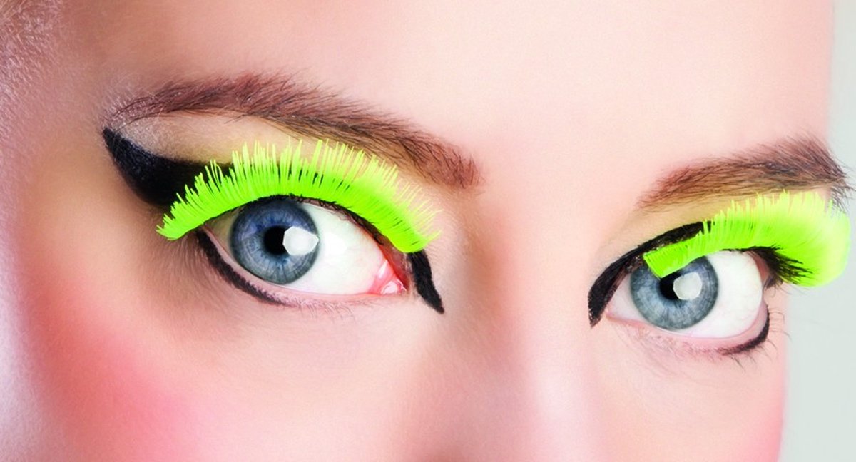 Goedkoopste BOLAND BV - Korte fluo gele valse wimpers voor volwassenen - Schmink Valse wimpers