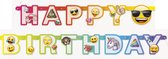 UNIQUE - Kartonnen happy birthday Emoji Rainbow banner - Decoratie > Slingers en hangdecoraties