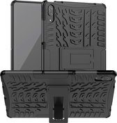 Rugged Kickstand Back Cover - Geschikt voor Lenovo Tab P11 Pro Hoesje - Zwart