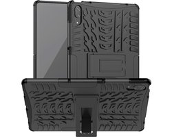 Tablethoes geschikt voor Lenovo Tab P11 Pro Hoesje - Rugged Kickstand Back Cover - Zwart