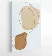 Earth tone boho foliage line art drawing with abstract shape. Abstract Plant Art design for print, cover, wallpaper, Minimal and natural wall art. 4 - Moderne schilderijen – Vertic