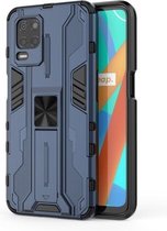 Voor OPPO Realme V13 5G Supersonic PC + TPU Schokbestendige beschermhoes met houder (donkerblauw)