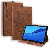 Voor Huawei MediaPad C5/M5 10.1 Liefde Vlinderpatroon Horizontale Flip Leather Case met Houder (Bruin)