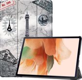Samsung Galaxy Tab S7 FE Hoes - Mobigear - Tri-Fold Serie - Kunstlederen Bookcase - Eiffel Tower - Hoes Geschikt Voor Samsung Galaxy Tab S7 FE