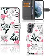Bookstyle Case Geschikt voor Samsung Galaxy S21 FE Telefoonhoesje Personaliseren Flamingo Triangle