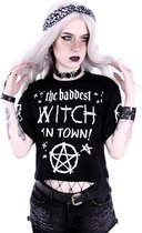 Restyle Crop top -XL- The baddest witch in town Zwart