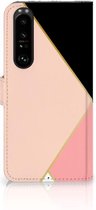 GSM Hoesje Sony Xperia 1 III Bookcase Black Pink Shapes