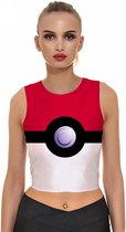 Pokéball top Pokemon - maat L - crop topje lycra stretch rood wit