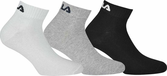 Fila - Ankle Socks 3-Pack - 3 Paar Sokken - 35 - 38 - Grijs/Wit/Zwart |  bol.com