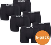 Levi's Boxershorts Heren - 6-pack Solid Jet Black -  Zwarte Levi's Boxershorts - Maat M