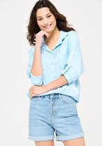 LOLALIZA Wijde blouse met parelmoer effect - Light Blauw - Maat 40