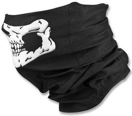 Skull colsjaal zwart wit - col sjaal mondkapje masker doodskop skelet motor  | bol.com