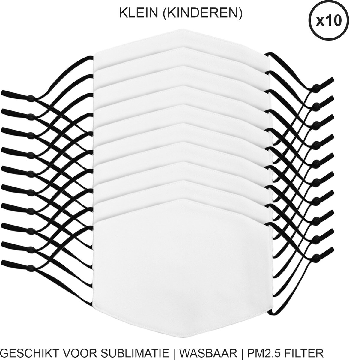 Sublimatiemondkapjes - wit - klein - set van 10