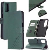 Voor Samsung Galaxy M31s Stiksels Stijl 2-Kleur Koe Textuur Horizontale Flip PU Lederen Case met Houder & Kaartsleuf & Lanyard (Groen)