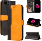 Zakelijke stiksels-kleur horizontale flip PU lederen tas met houder & kaartsleuven & fotolijst voor iPhone 8 Plus/7 Plus (oranje)