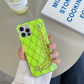 Aurora Rhomboid TPU schokbestendige armband met kettingkast voor iPhone 12/12 Pro (groen)