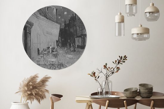 Terrasse de café la nuit - Peinture de Vincent van Gogh Cercle mural en aluminium
