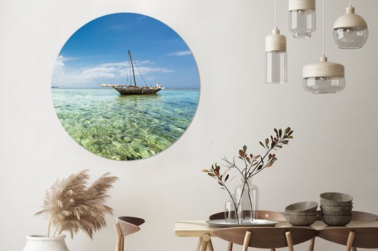 Autocollant de papier peint cercle mural bateau à voile abandonné ⌀ 120 cm / cercle de papier peint / cercle mural / cercle vivant - découpe auto-adhésive et ronde