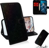 Voor Huawei Honor 20 effen kleur kleurrijke magnetische gesp horizontale flip pu lederen case met houder & kaartsleuven & portemonnee & lanyard (zwart)