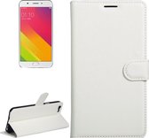 Voor OPPO A59 Litchi Texture horizontale flip lederen tas met houder & kaartsleuven & portemonnee (wit)