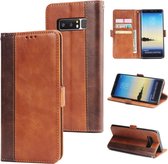 Voor Galaxy Note8 Retro Texture Contrast Kleur Splicing Horizontaal Flip TPU + PU lederen tas met kaartsleuven & houder & portemonnee (bruin)