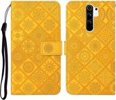 Voor Geschikt voor Xiaomi Redmi 9 etnische stijl reliëf patroon horizontale flip lederen tas met houder & kaartsleuven & portemonnee & lanyard (geel)