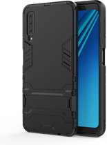 Shockproof PC + TPU Case voor Galaxy A7 (2018), met houder (zwart)