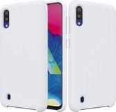 Effen kleur vloeibare siliconen schokbestendige hoes voor Galaxy M10 (wit)