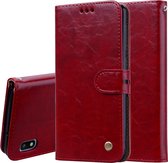 Zakelijke stijl olie wax textuur horizontale flip lederen case voor Galaxy A10, met houder & kaartsleuven & portemonnee (rood)